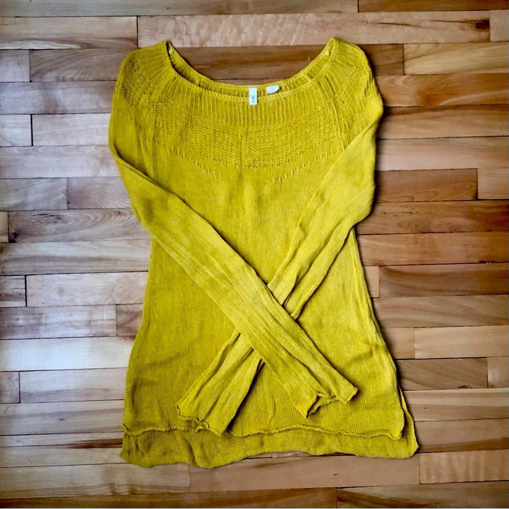 Moth Lightweight Yellow Linen/Cotton Sweater - Anthropologie - Medium